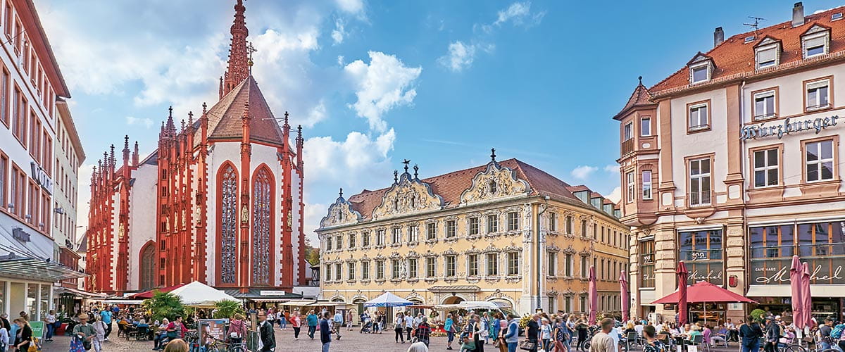 Historic buildings in the square in Würzburg